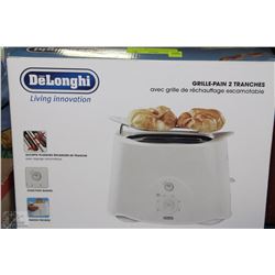 DELONGHI 2 SLICE TOASTER WITH POP-UP WARMING RACK