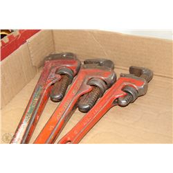 LOT OF 3 RIGID PIPE WRENCHES