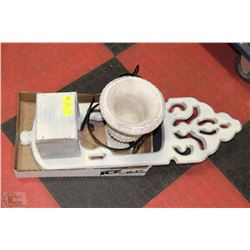 TRAY WITH IRON BIKE PLANTER,CONCRETE FLOWER POT