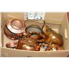 Image 1 : BOX WITH ASSORTED COPPER TEAPOTS SOME WITH LIDS,