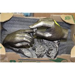 AUSTIN PROD. RARE METAL & SIGNED WEDDING RING 2 HANDS 1980 SCULTURE