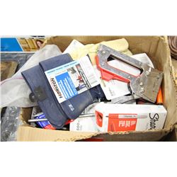 BOX WITH MISCELLANOUS TOOLS INCLUDING NEW