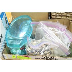 FLAT OF CRYSTALS, SAND, STONES FOR DECORATING