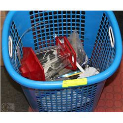 BASKET WITH BIRD FEEDER,PUMP,PROPANE TANKS,