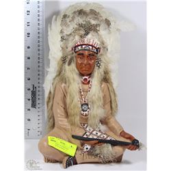 INDIAN CHIEF FIGURE WITH FEATHER HEADDRESS - 13"