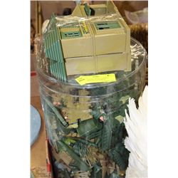 LARGE TUB OF ARMY COMBAT SOLDIERS AND EQUIPMENT