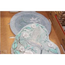 LOT OF 2 HUMMINGBIRD GARDEN STONES