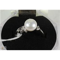 #28-FRESH WATER PEARL &CZ .925 SILVER SIZE 6