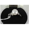 Image 1 : #28-FRESH WATER PEARL &CZ .925 SILVER SIZE 6
