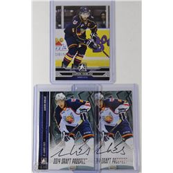 LOT OF 3 AARON EKBALD SIGNED & NUMBERED HOCKEY
