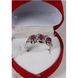 #21NATURAL ENHANCED RUBY + CZ .925 STERLING SILVER
