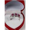 Image 1 : #21NATURAL ENHANCED RUBY + CZ .925 STERLING SILVER