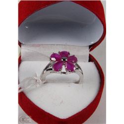 #20NATURAL ENHANCED RUBY + CZ .925 STERLING SILVER