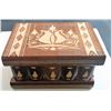 Image 1 : CARVED WOODEN JEWELLERY BOX & CONTENTS