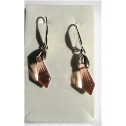 PEACH COLORED SWAROVSKI CRYSTAL EARRING SET IN