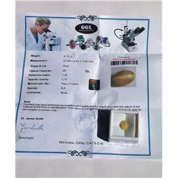 4.75 CT NATURAL OPAL CAT'S EYE GEMSTONE & COA