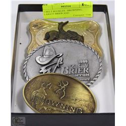 3 BELT BUCKLES - BROWNING, LABATT BRIER AND