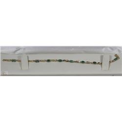 10K YELLOW GOLD EMERALD AND DIAMOND BRACELET W/COA