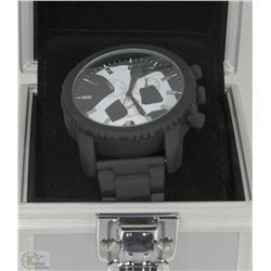 MENS RED DRAGON BLACK CHROME WATCH IN CASE