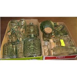 2 FLATS 8PCS VINTAGE & NEW GLASS BOTTLE/DECANTER