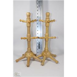 PAIR OF WOODEN MUG TREES