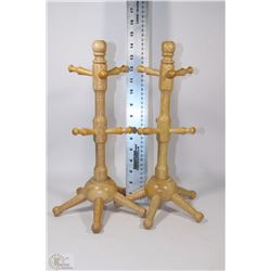 PAIR OF WOODEN MUG TREES