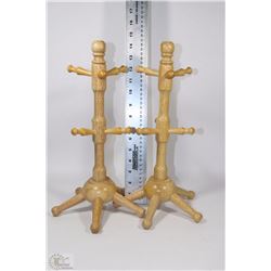 PAIR OF WOODEN MUG TREES