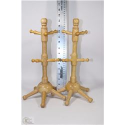 PAIR OF WOODEN MUG TREES