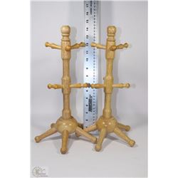 PAIR OF WOODEN MUG TREES