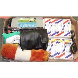 BOX OF GOLF INCLUDING 24 NEW BALLS,2 GOLF BALL