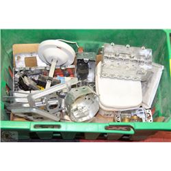 BOX OF ELECTRICAL BOXES,WALL EXTENSIONS,FUSES