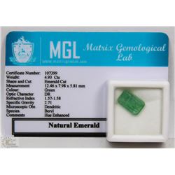 TRP81 NATURAL EMERALD 4.93CT WITH COA