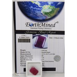 TRP73 NATURAL RED BERYL 8.60CT WITH COA