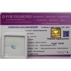 TRP78 NATURAL AQUAMARINE 0.32CT WITH COA