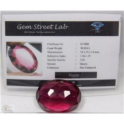 TRP70 TOPAZ 90.50CT HUE EHNANCED WITH COA
