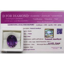 TRP83 NATURAL AMETHYST 11.57CT WITH COA