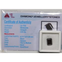 TRP79 BLACK MOISSANITE 2.53CT WITH COA