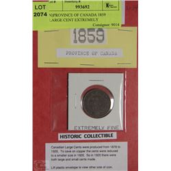 N)PROVINCE OF CANADA 1859 LARGE CENT EXTREMELY