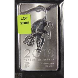 YEAR OF THE MONKEY 10 OUNCE SILVER BAR