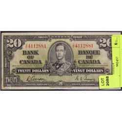 1937 CANADAIN 20 DOLLAR BANKNOTE