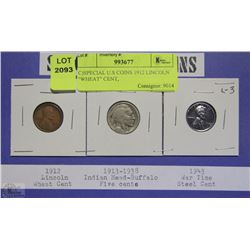 C)SPECIAL U.S COINS 1912 LINCOLN "WHEAT" CENT,