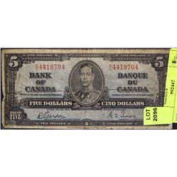 1937 CANADIAN 5 DOLLAR BILL