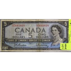 1954 CANADIAN 5 DOLLAR BANKNOTE