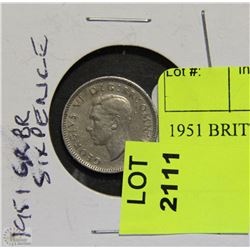1951 BRITTISH 6 PENCE COIN