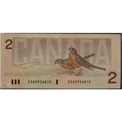1986 CANADIAN 2 DOLLAR ROBIN BANKNOTE