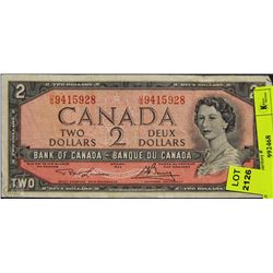 1954 CANADIAN 2 DOLLAR BANKNOTE