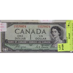 1954 CANADIAN 1 DOLLAR DEVILS FACE BANKNOTE