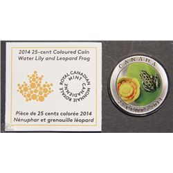 I)2014 COLOURED LEOPARD FROG CANADA 25 CENT COIN
