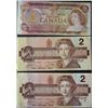 Image 1 : 1974-1986 CANADIAN TWO DOLLAR BANKNOTES X3