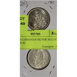 1964-65 CANADIAN SILVER 50 CENT PIECES X2